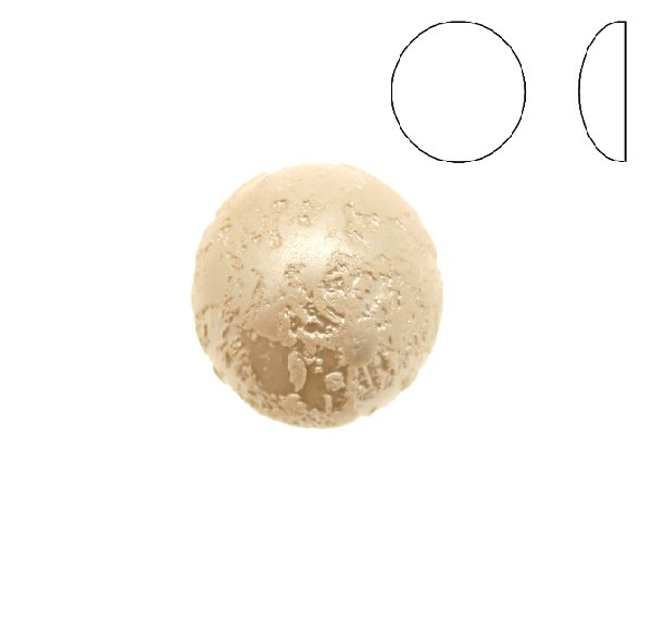 Cabochon tondo martellato, in cristallo, colore PANNA PERLATO