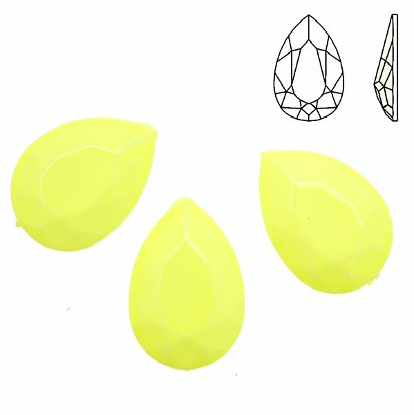 Cabochon a goccia sfaccettata, in resina, colore GIALLO FLUORESCENTE