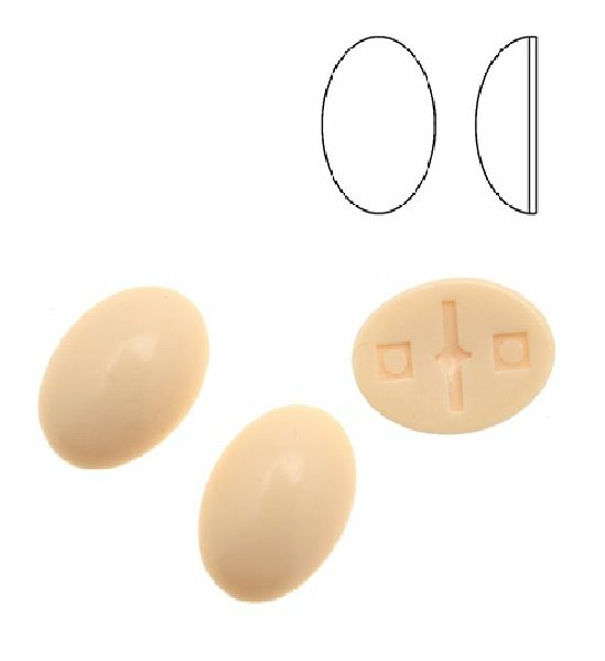 Cabochon ovale liscio, in resina, colore AVORIO