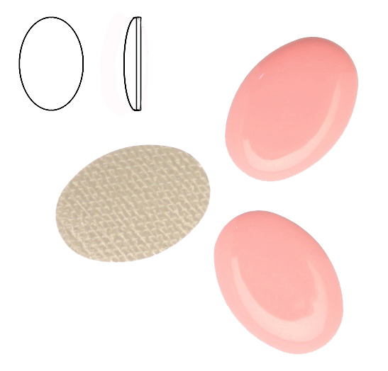 Cabochon ovale liscio, termoadesivo, in resina, colore CORALLO FLUORESCENTE
