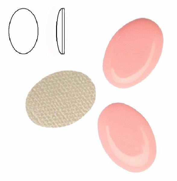 Cabochon ovale liscio, termoadesivo, in resina, colore ROSA BABY