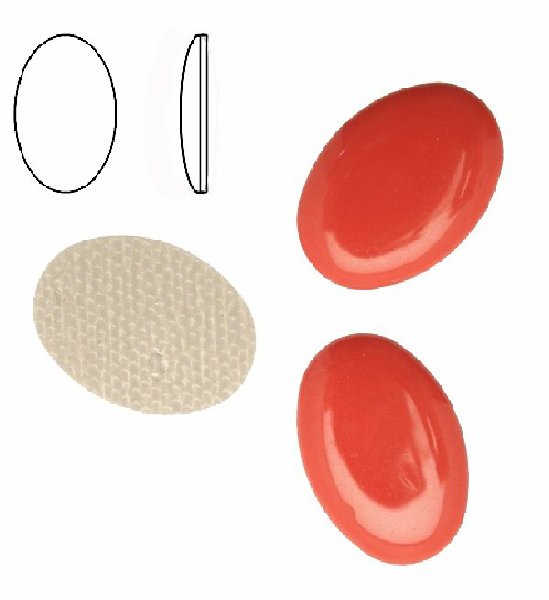 Cabochon ovale liscio, termoadesivo, in resina, colore DARK ORANGE