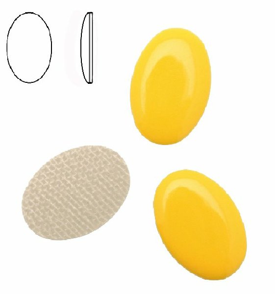 Cabochon ovale liscio, termoadesivo, in resina, colore GIALLO OCRA