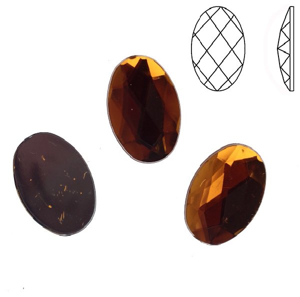 Cabochon ovale sfaccettato, in resina, colore MARRONE