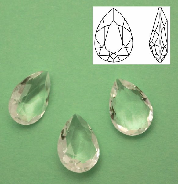 Gemma a goccia sfaccettata, in cristallo, colore CRYSTAL (NO FOILED)