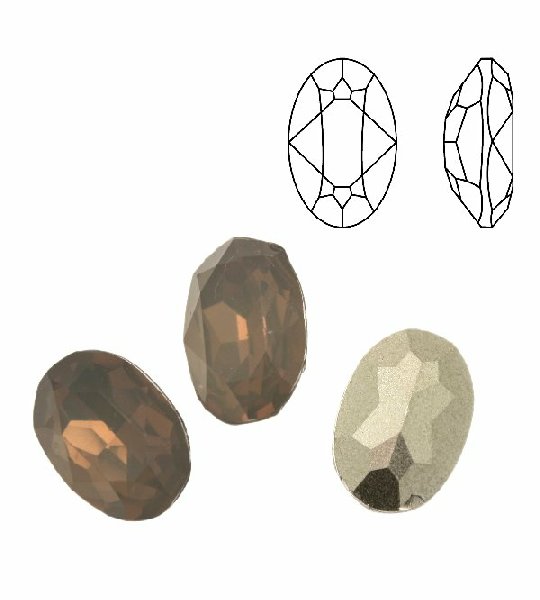 Gemma ovale sfaccettata, in plexiglass, colore LIGHT GREY OPAL