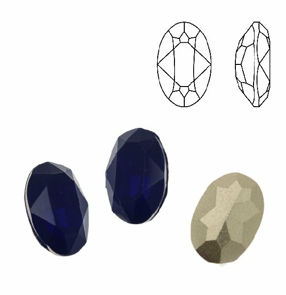 Gemma ovale sfaccettata, in plexiglass, colore BLU OPAL
