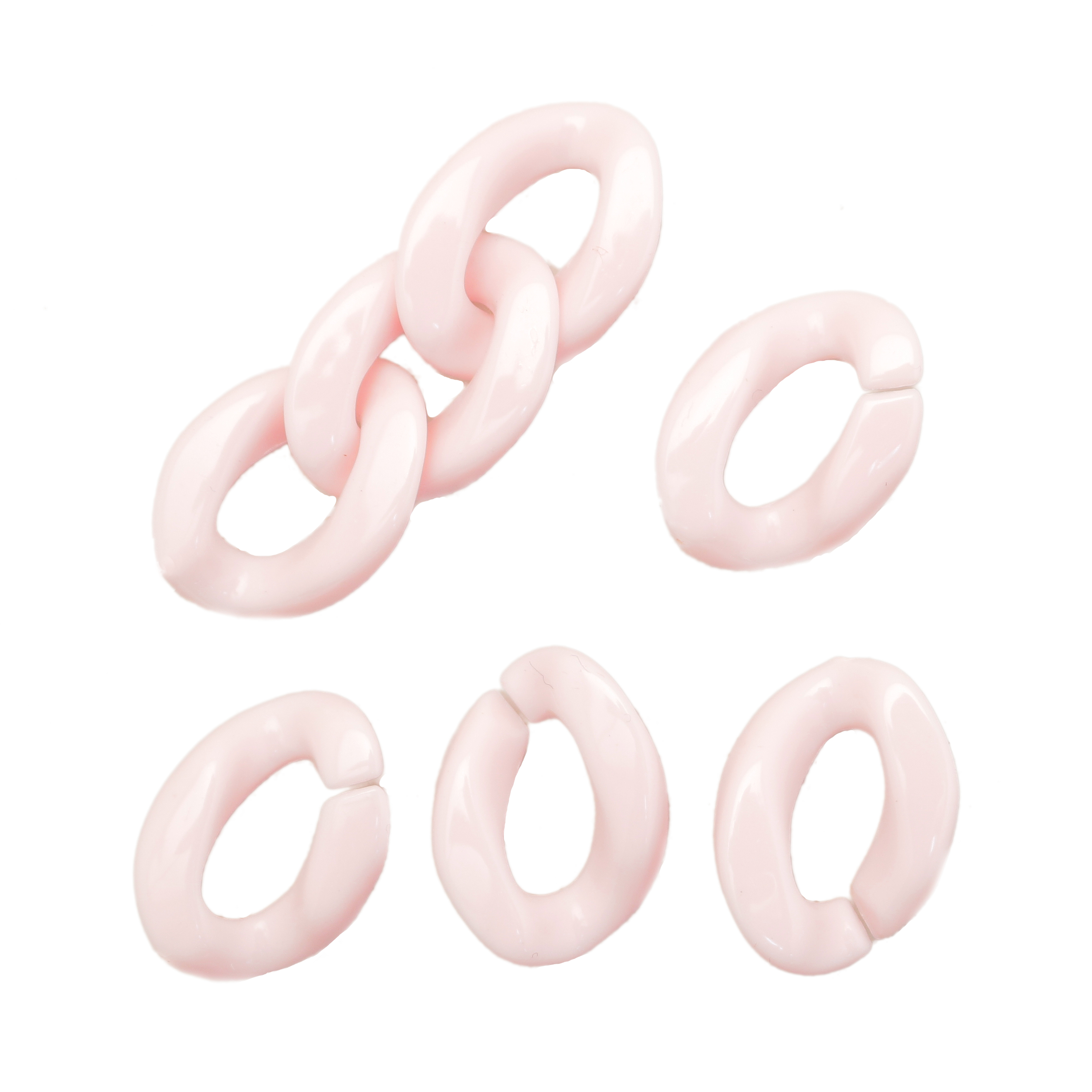Elemento a Grumetta apribile, componibile per catena, 22x16 mm., in resina, colore Rosa Chiaro