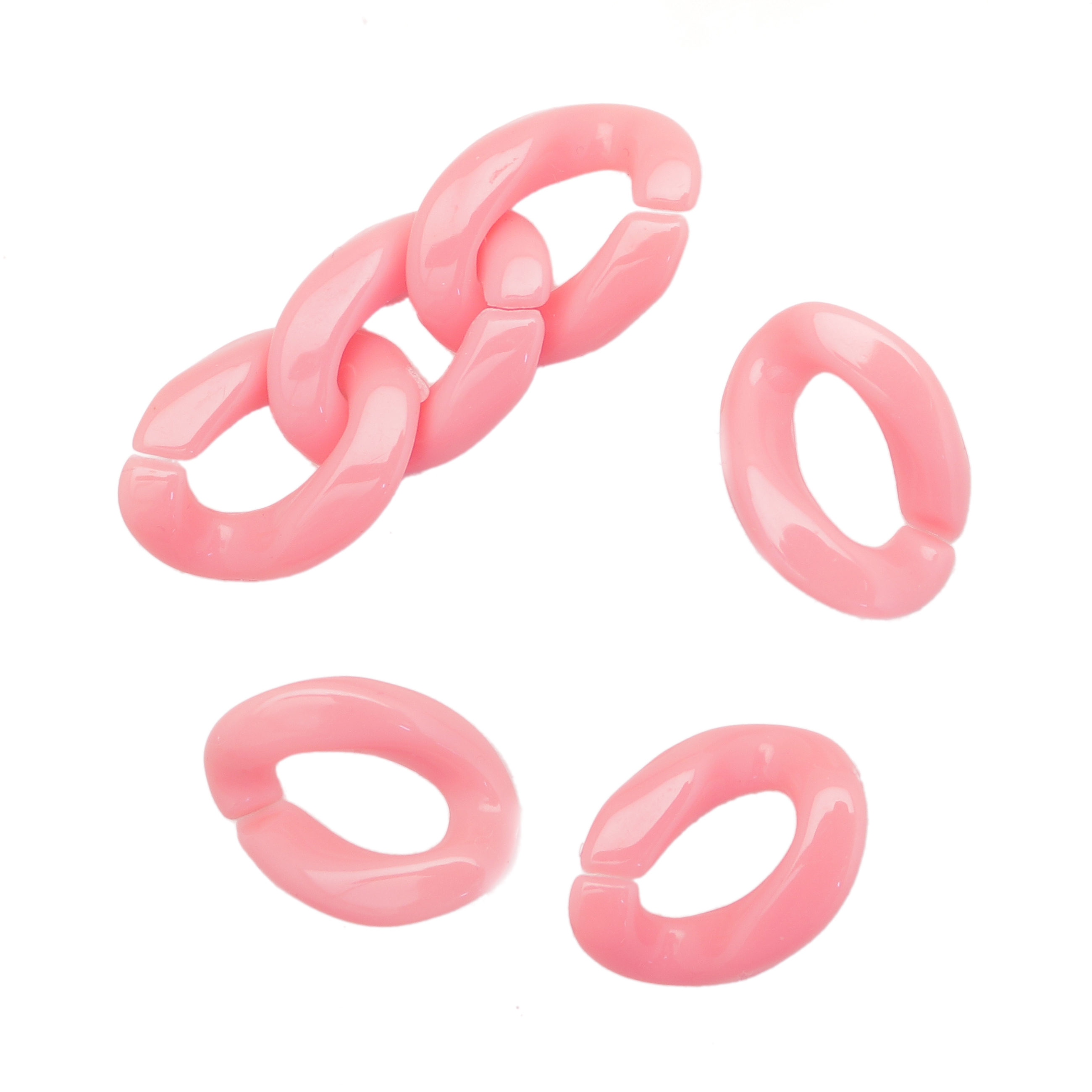 Elemento a Grumetta apribile, componibile per catena, 22x16 mm., in resina, colore Rosa 