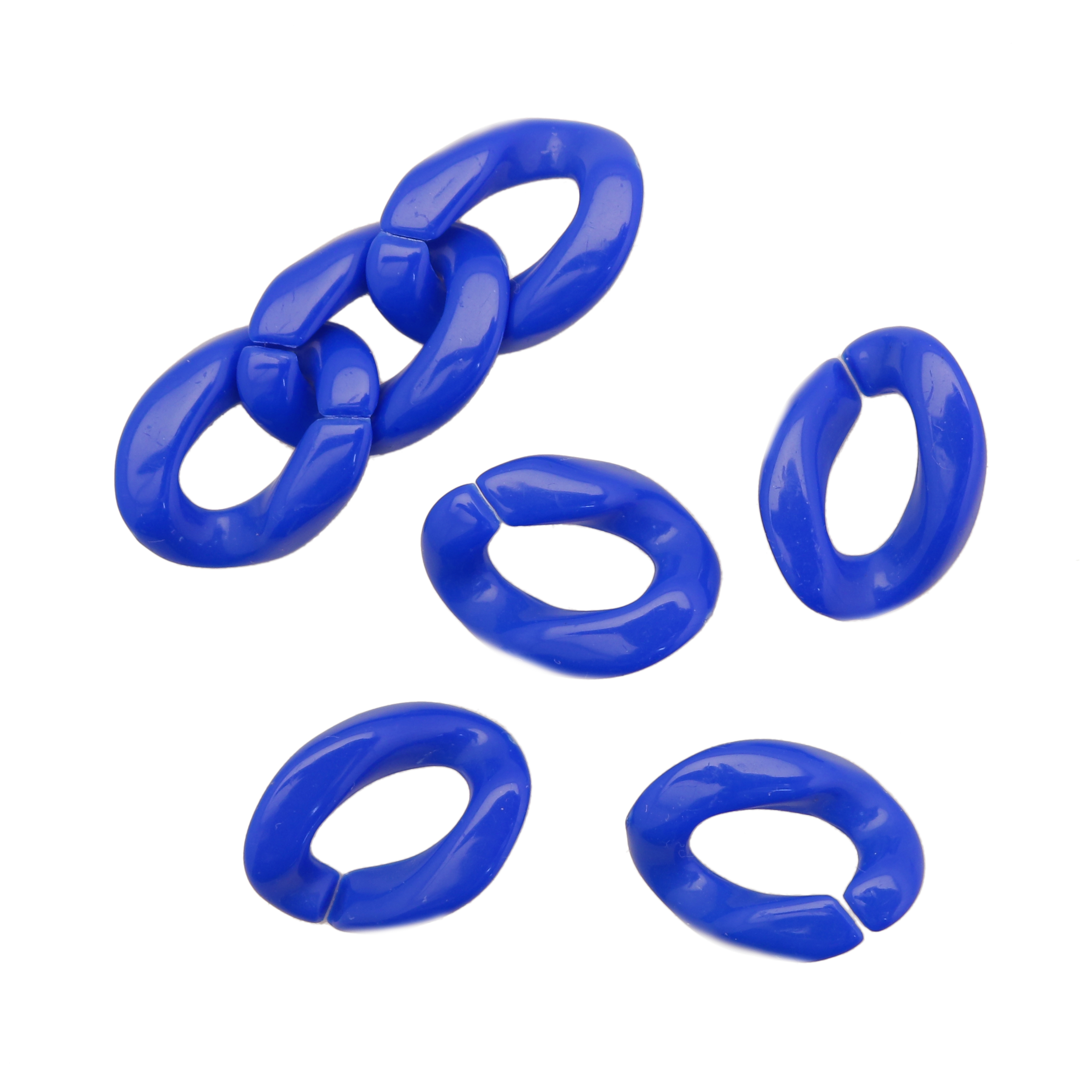 Elemento a Grumetta apribile, componibile per catena, 22x16 mm., in resina, colore Blu