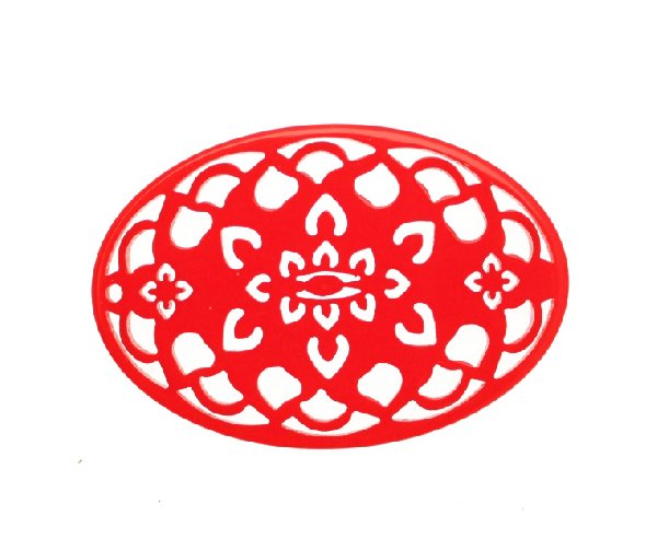 Filigrana ovale, in resina, 35x55 mm., colore Rosso