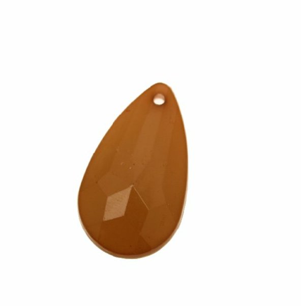 Goccia piatta sfaccettata, con foro in testa, in resina, 36x23 mm., color Marrone opale