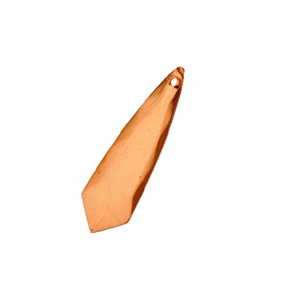Goccia piatta lunga, con foro in testa, in resina, 12x39 mm., color Marrone mattone trasparente