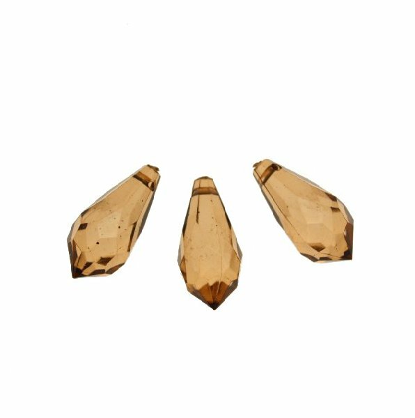Goccia sfaccettata con foro in testa, in resina, 23x11 mm., color Marrone medio trasparente