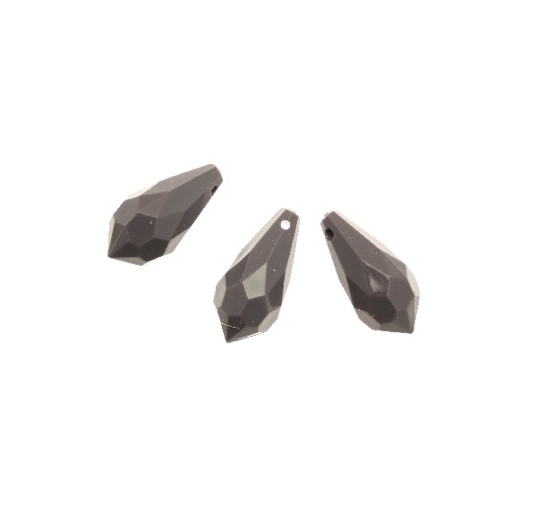 Goccia sfaccettata con foro in testa, in resina, 23x11 mm., color Grigio scuro