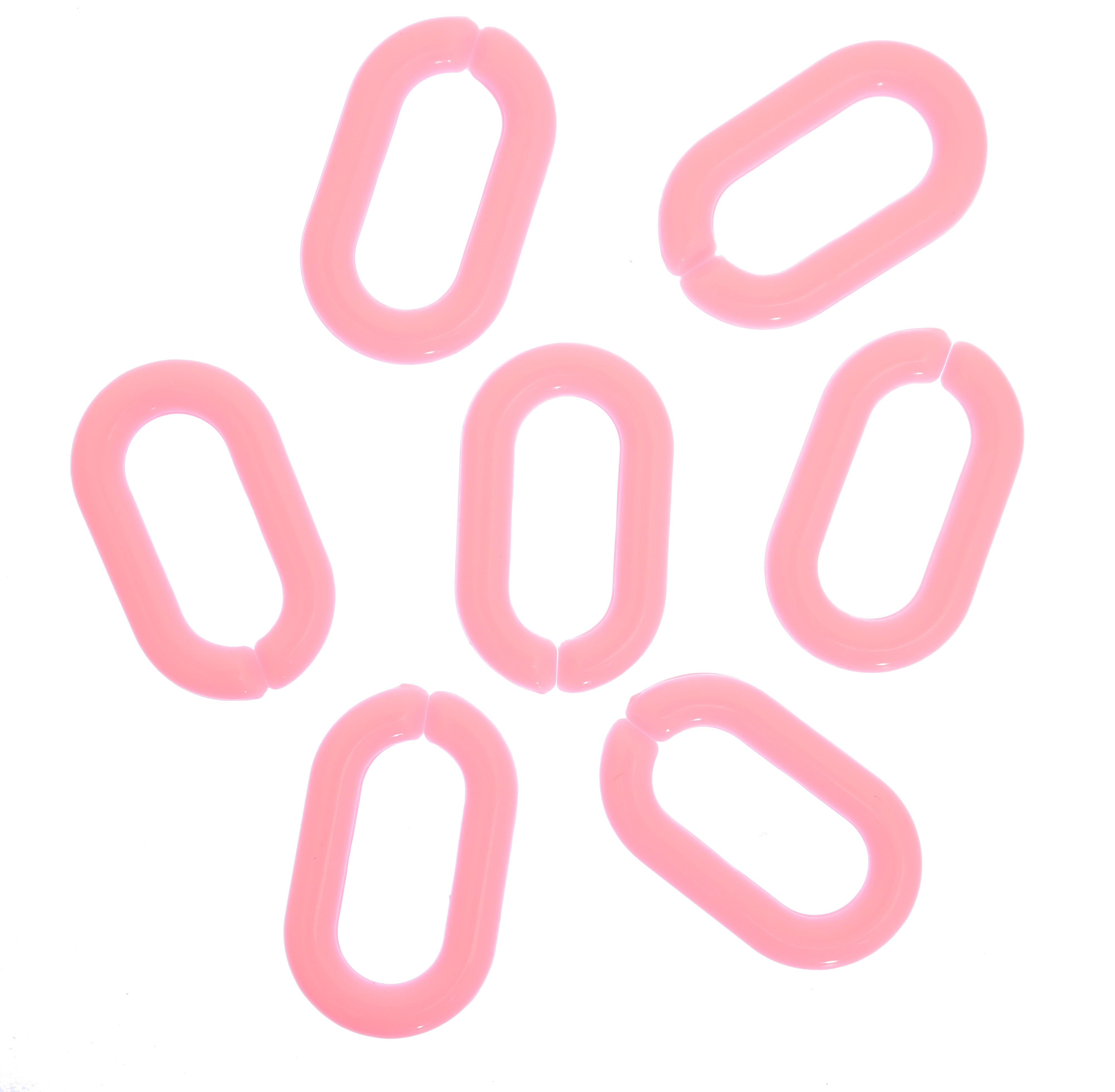 Elemento ovale apribile, componibile per catena, 27x16 mm., in resina, colore Rosa Chiaro