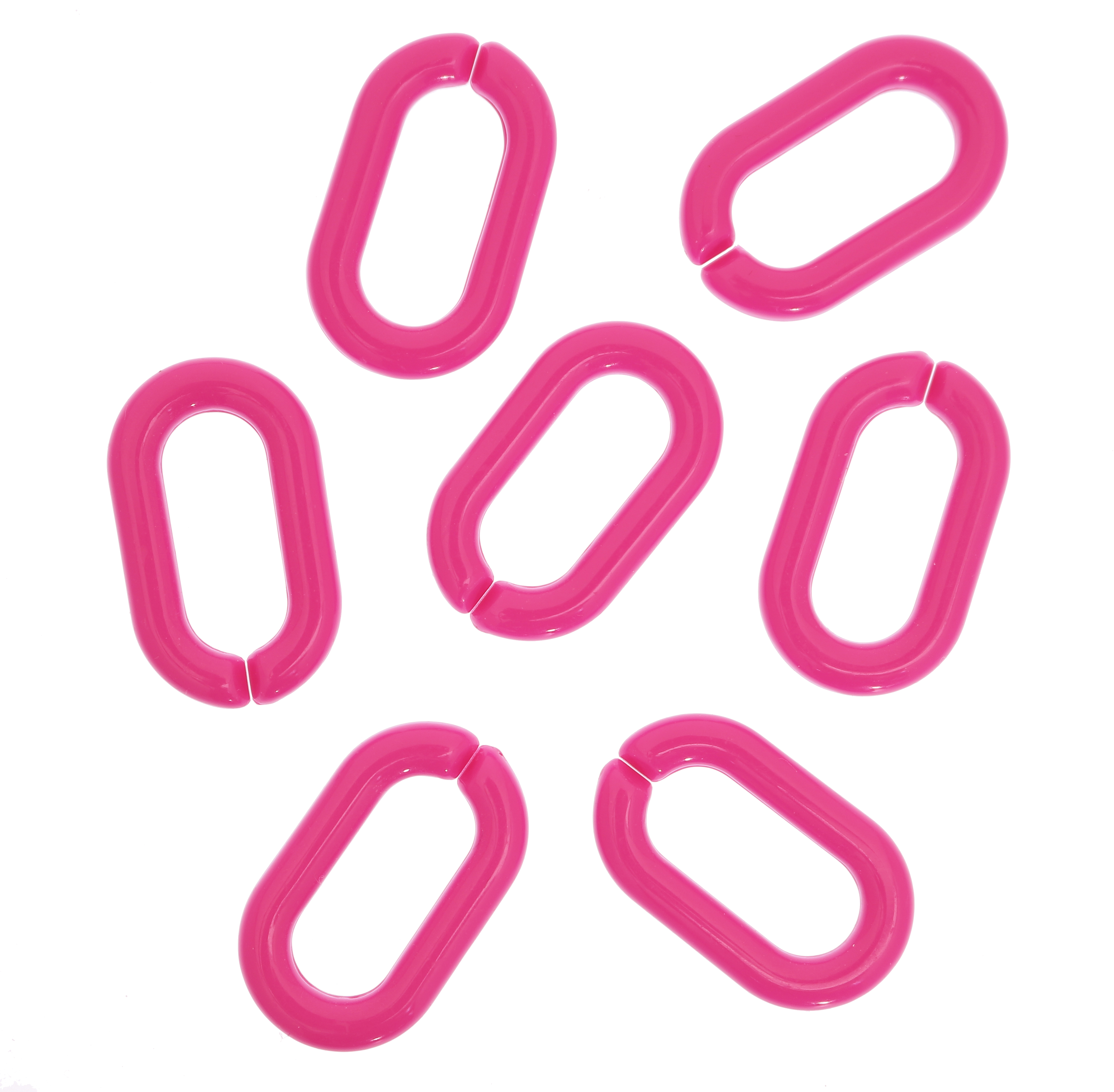 Elemento ovale apribile, componibile per catena, 27x16 mm., in resina, colore Fucsia