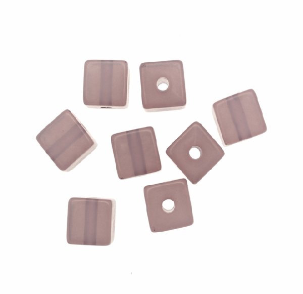 Cubo liscio foro passante, in resina, 12 mm., color Viola opale