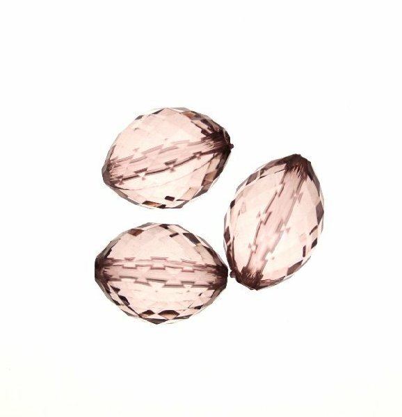 Oliva bombata multisfaccettata in resina, misura 21x15 mm., color Light Ametista trasparente