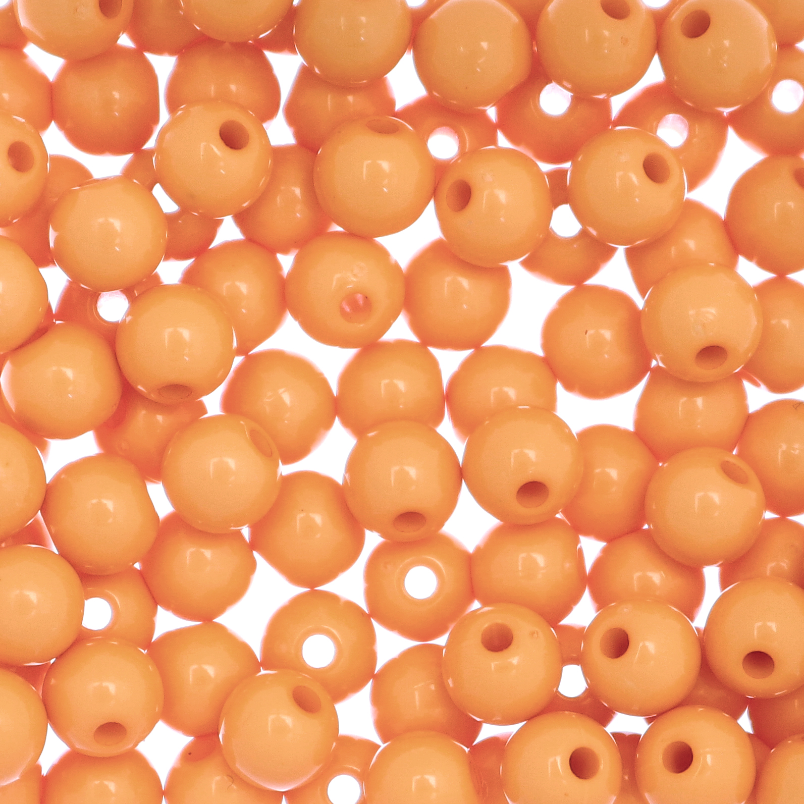 Confezione da 80 pezzi di Palline lisce Lucide in resina, da 6 mm., colore Arancione Chiaro