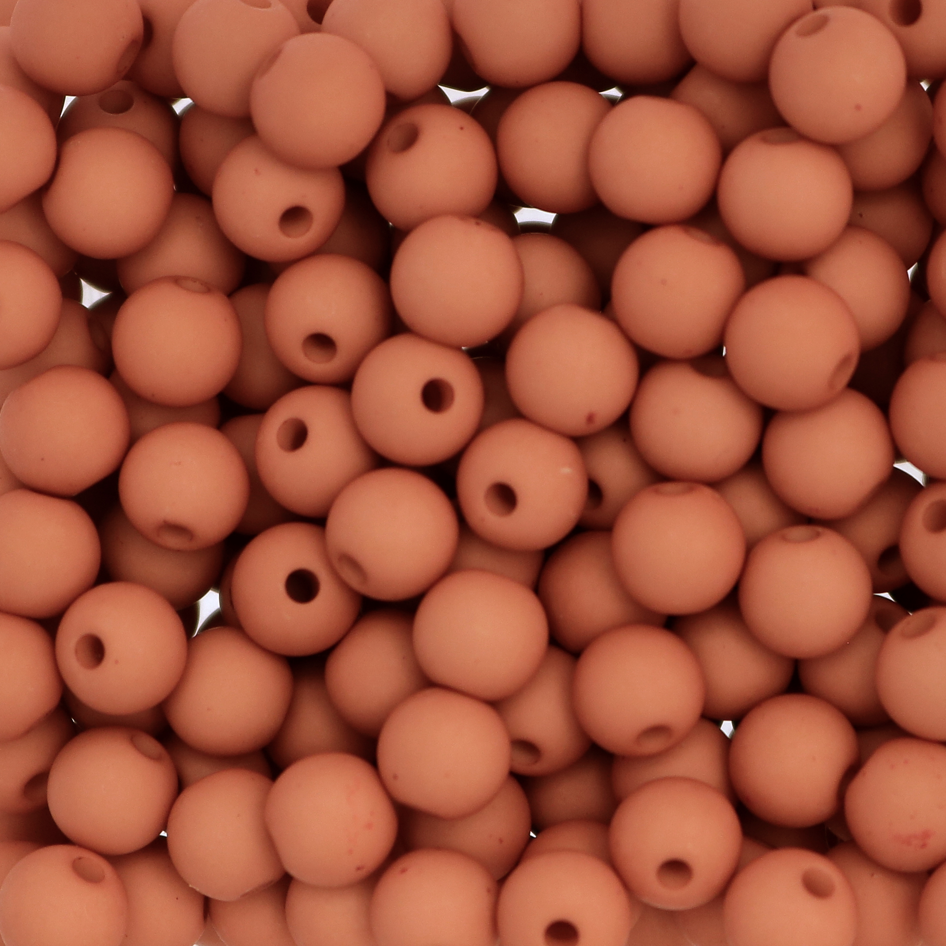 Confezione da 80 pezzi di Palline lisce opache in resina, da 6 mm., colore Pesca scuro