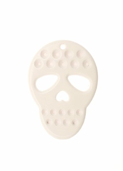 Teschio piatto, in resina, 41x54 mm., colore Bianco