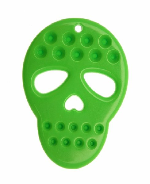 Teschio piatto, in resina, 41x54 mm., colore Verde fluorescente