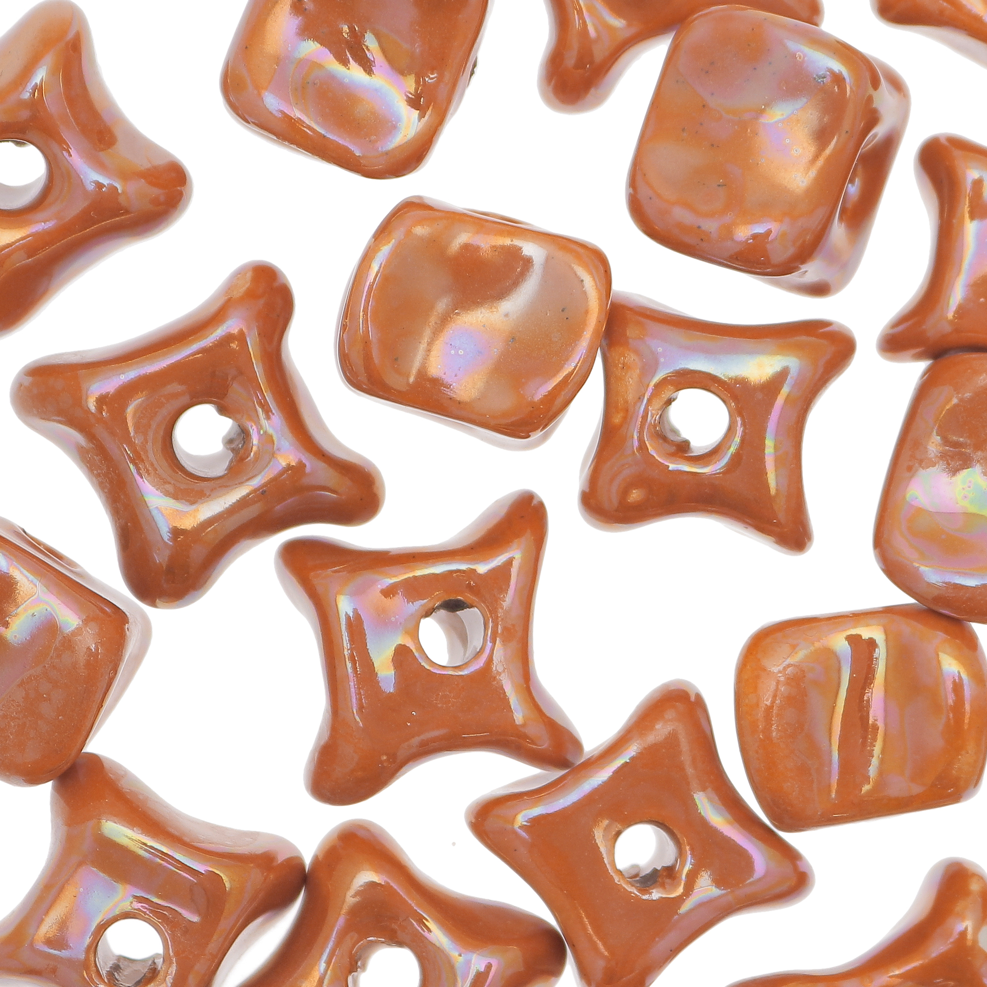 Cubo irregolare liscio in ceramica, 16 mm., color Arancione