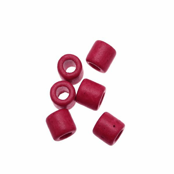 Distanziatori a tubo liscio, in ceramica, 10x11 mm., colore FUCSIA