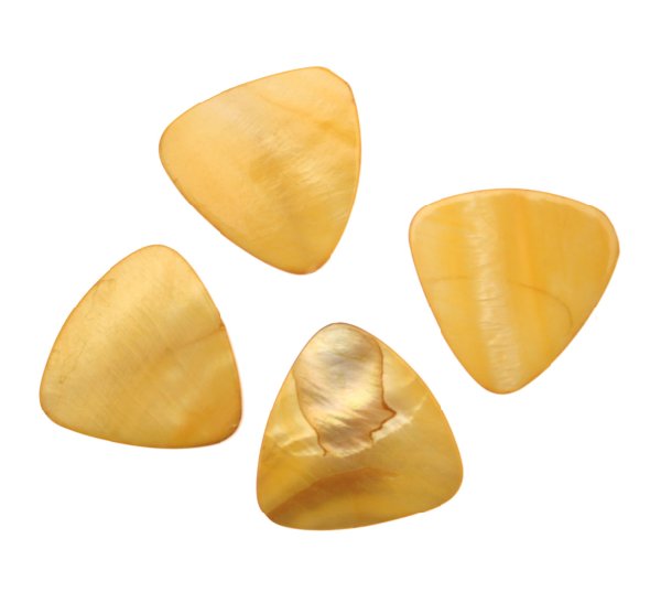 Triangolo arrotondato in conchiglia con foro passante, 33 mm., colore Giallo
