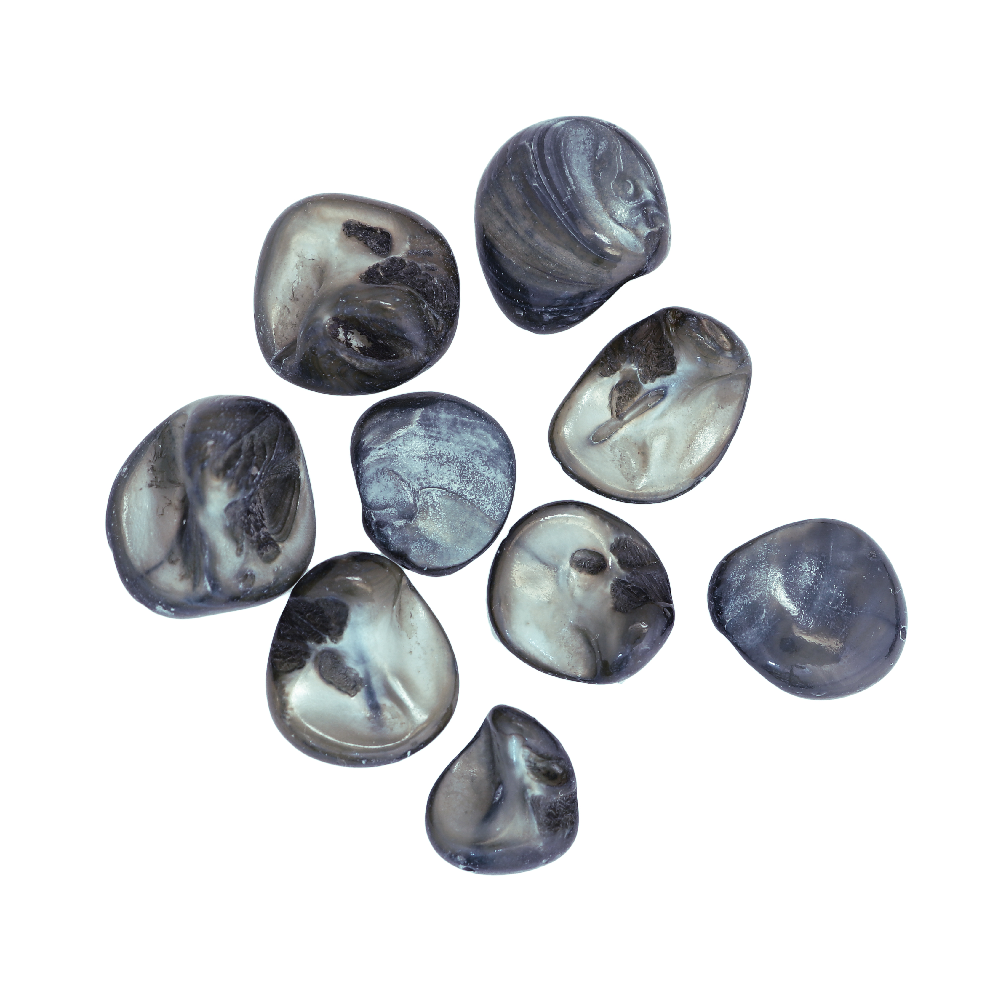 Sasso lucido in madreperla, 18 mm. circa, colore GRIGIO