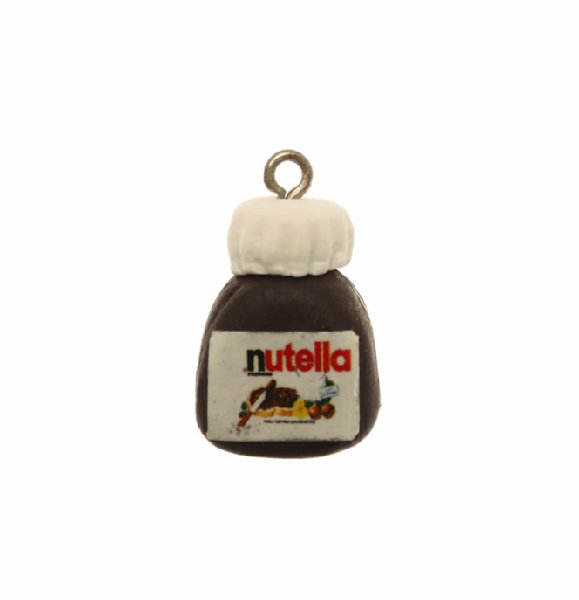 Barattolo di cioccolato, in gomma, 13x12 mm., con anellino in metallo
