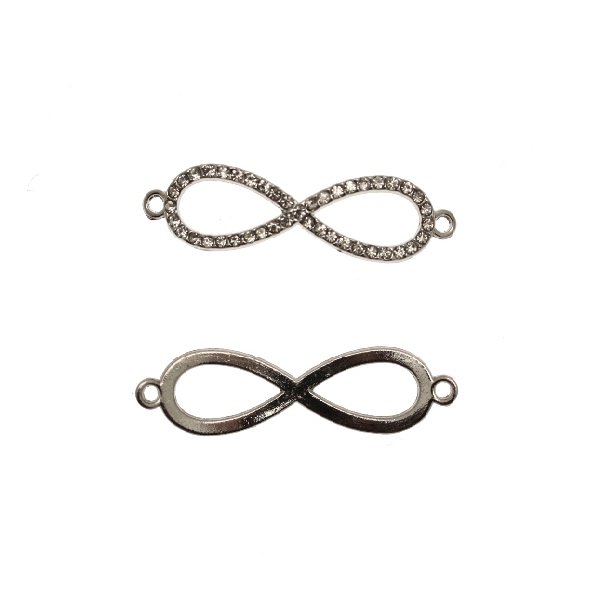 Elemento per bracciale ricurvo a forma di "8" o simbolo dell'infinito, 11x42 mm.