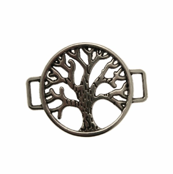 Elemento per bracciale ricurvo a forma di cerchio traforato con albero centrale