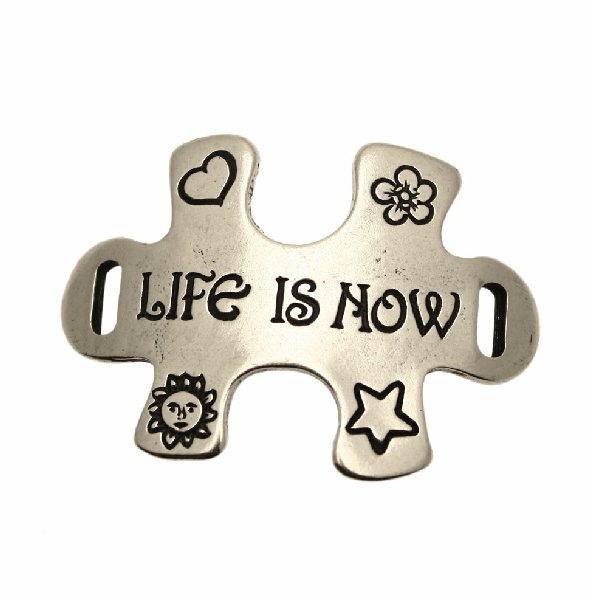 Elemento per bracciale ricurvo, a forma di pezzo di puzzle, 50x35 mm.