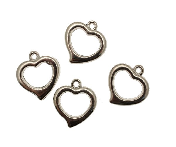 Ciondolo a forma di cuore forato medio 18x20 mm. in resina
