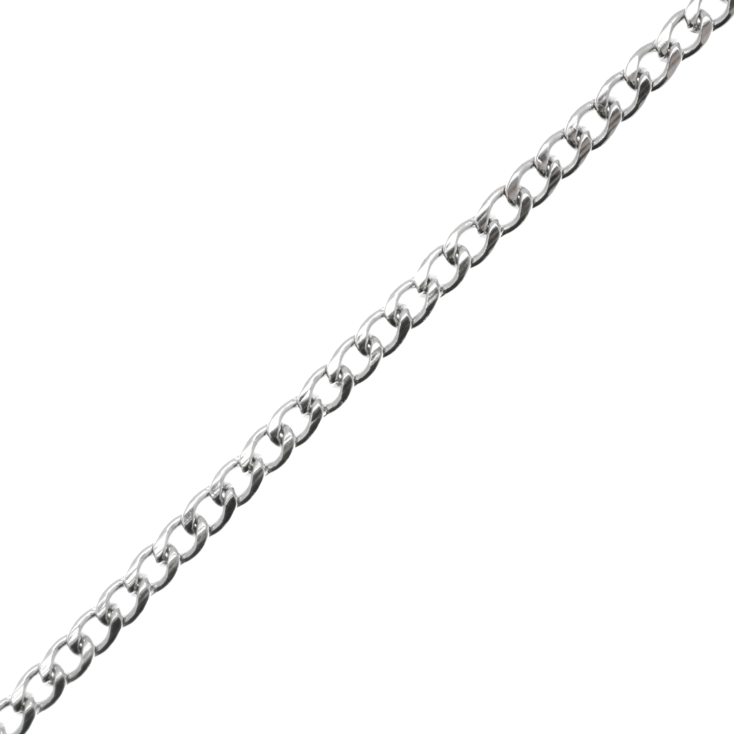 Catena grumetta piatta, in acciaio, diametro dell'anello 2,8x4,1 mm.