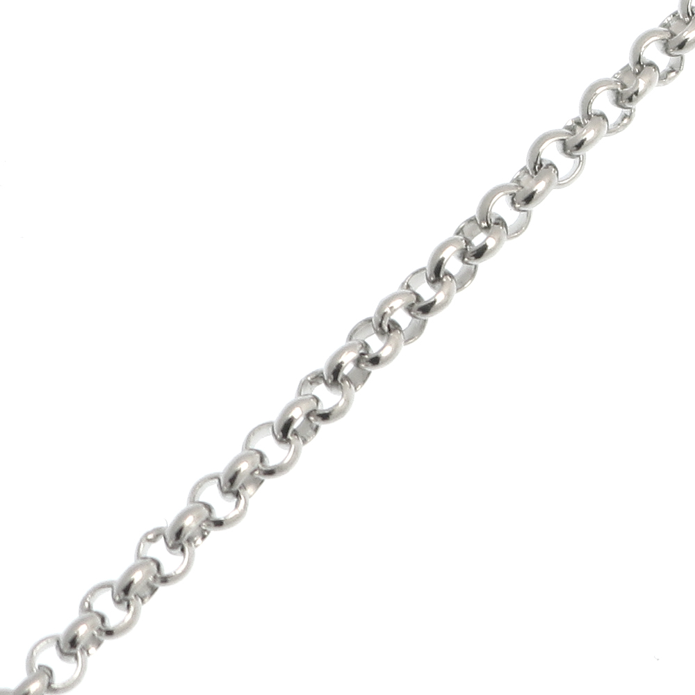 Catena tonda rollò, in acciaio, diametro dell'anello 2 mm.