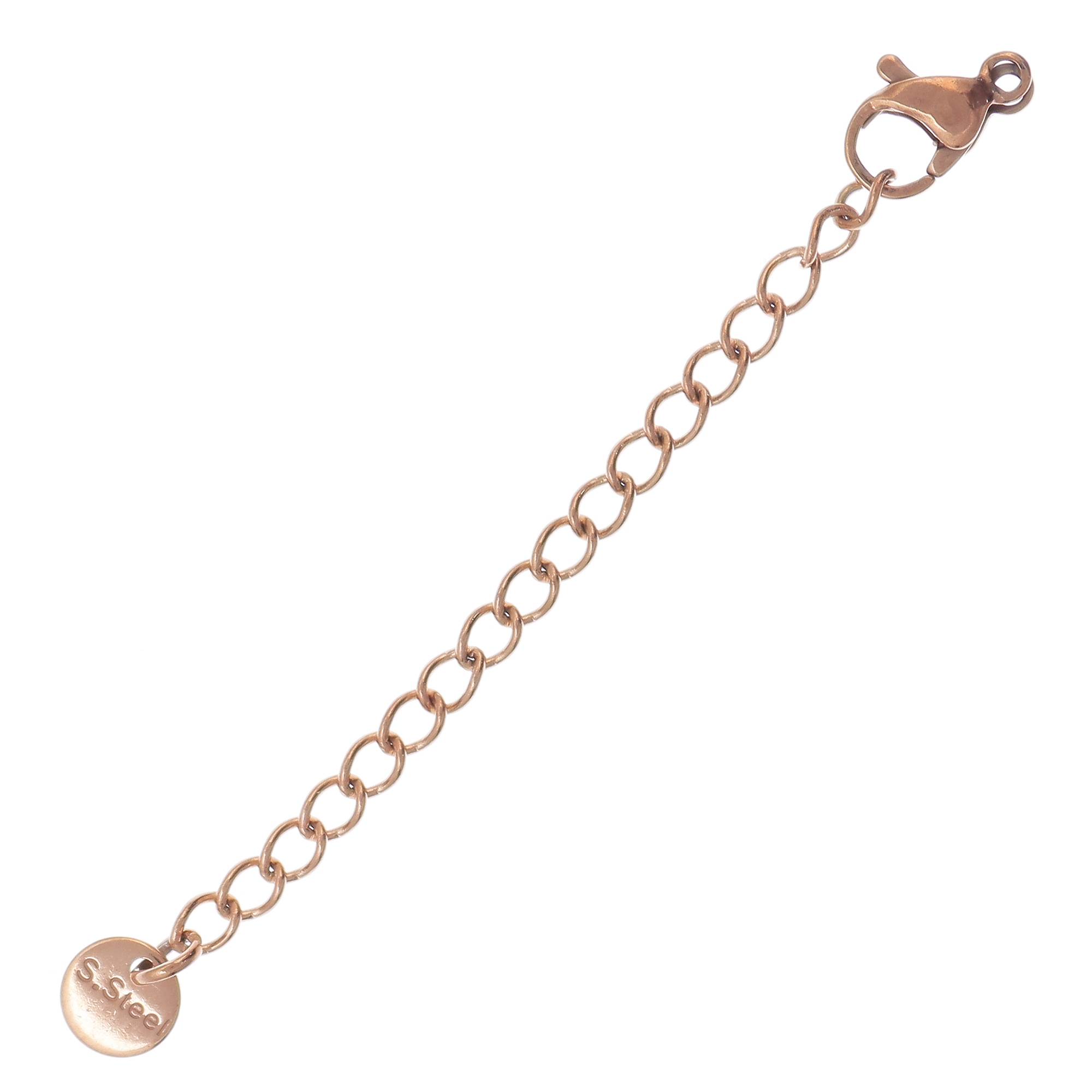 Allungatrice, lunga 6,5 cm. con moschettone 10x6mm. e medaglietta finale