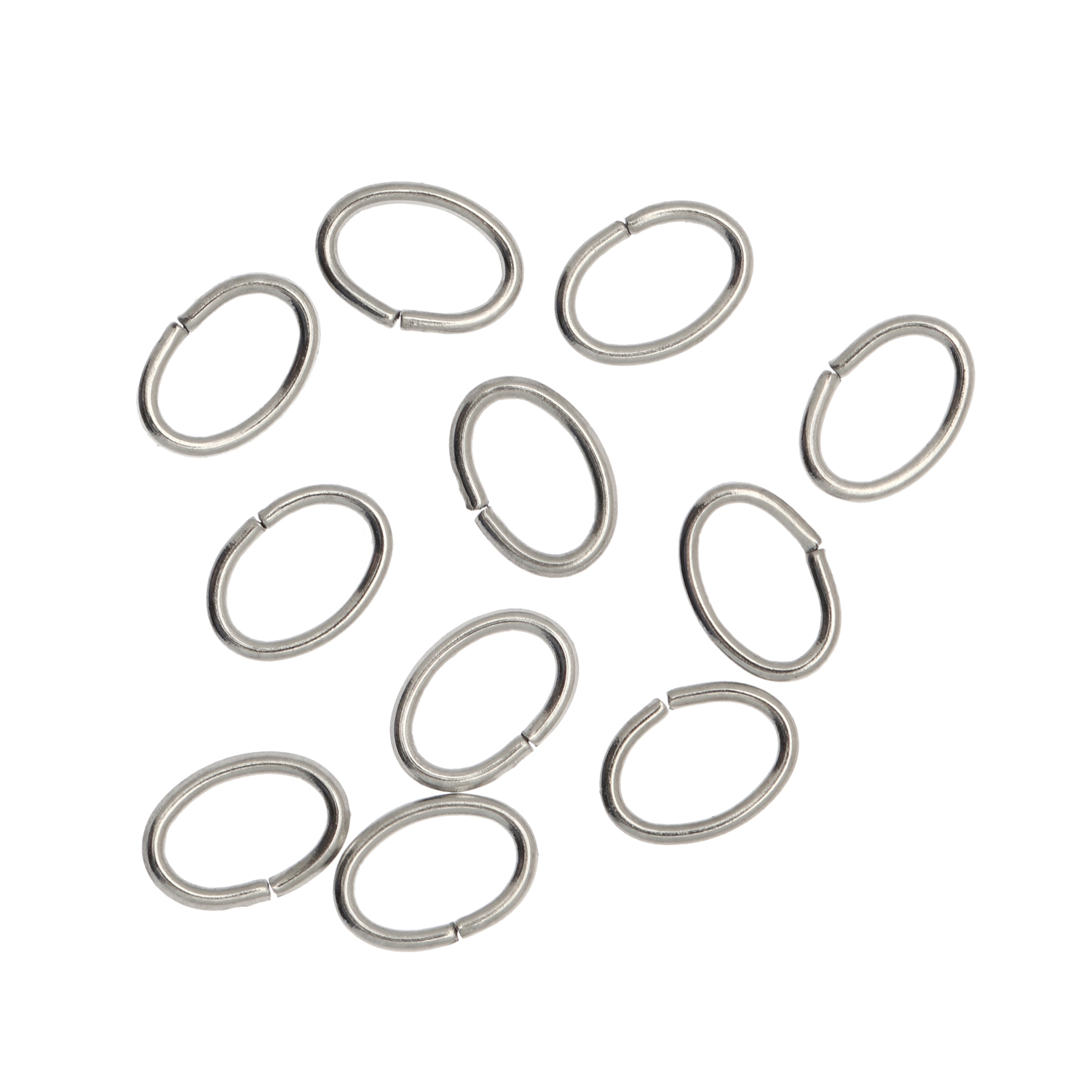 Anellino ovale apribile, 4x3x0,5 mm., in Acciaio, colore Rodio