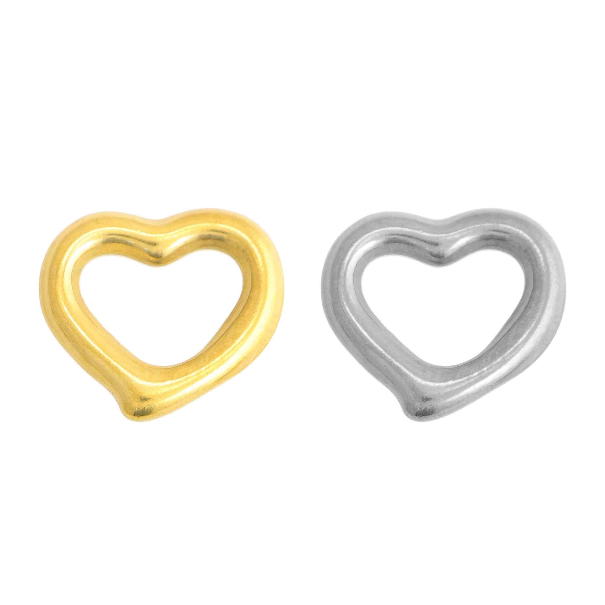 Ciondolo, in Acciaio, a forma di Cuore forato al centro, 15x16 mm.
