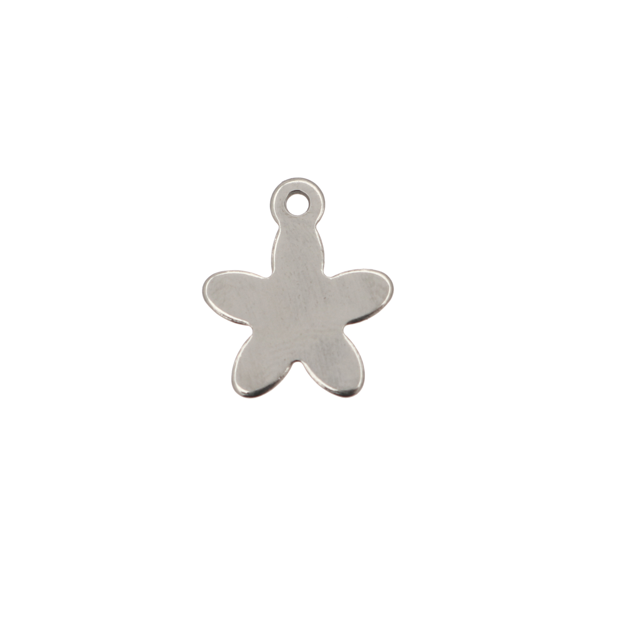 Ciondolo, in Acciaio, a forma di fiore a cinque petali, 8x10 mm.