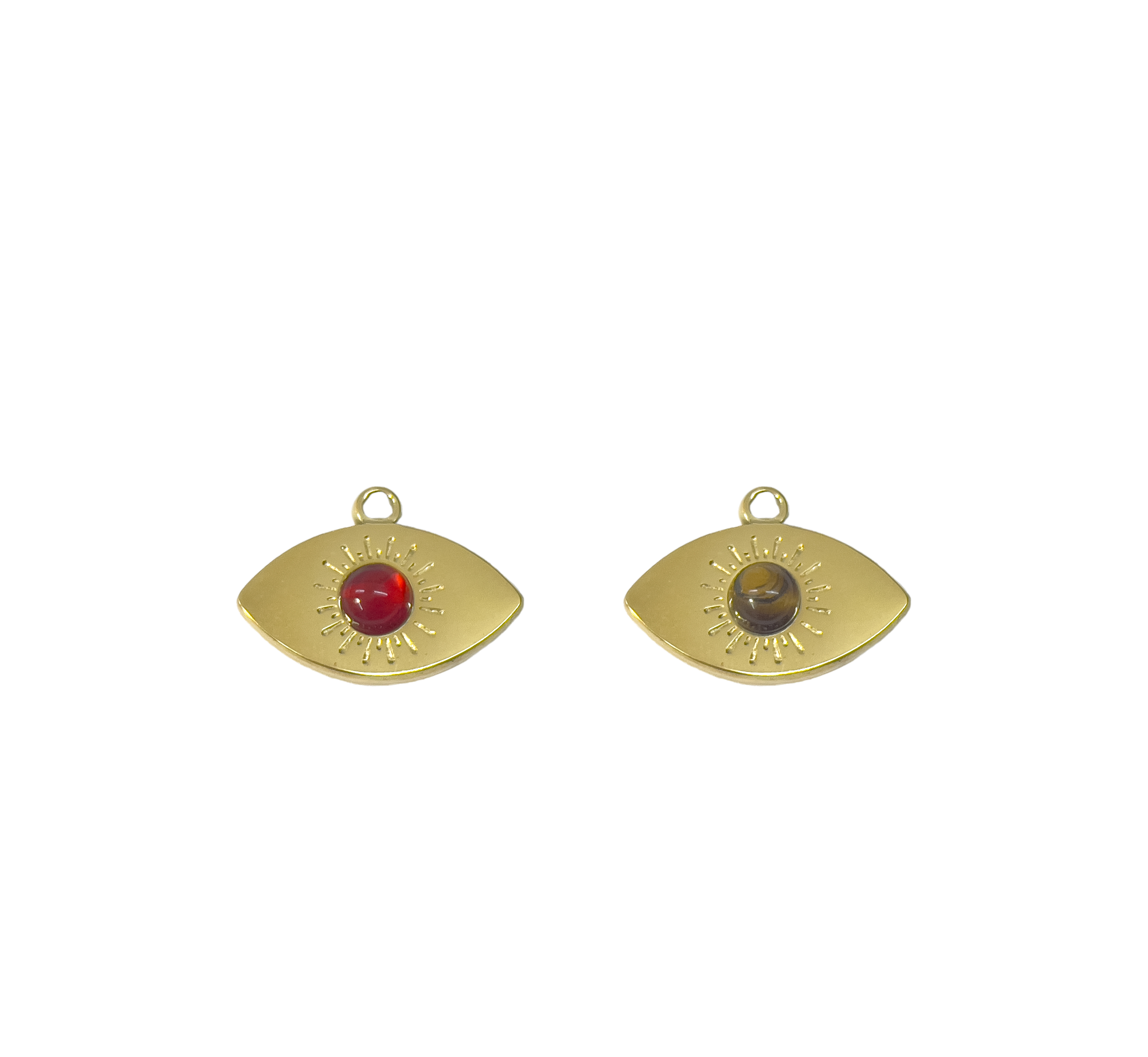 Ciondolo in acciaio oro vintage, forma ad Occhio con pietra dura, 20x14mm