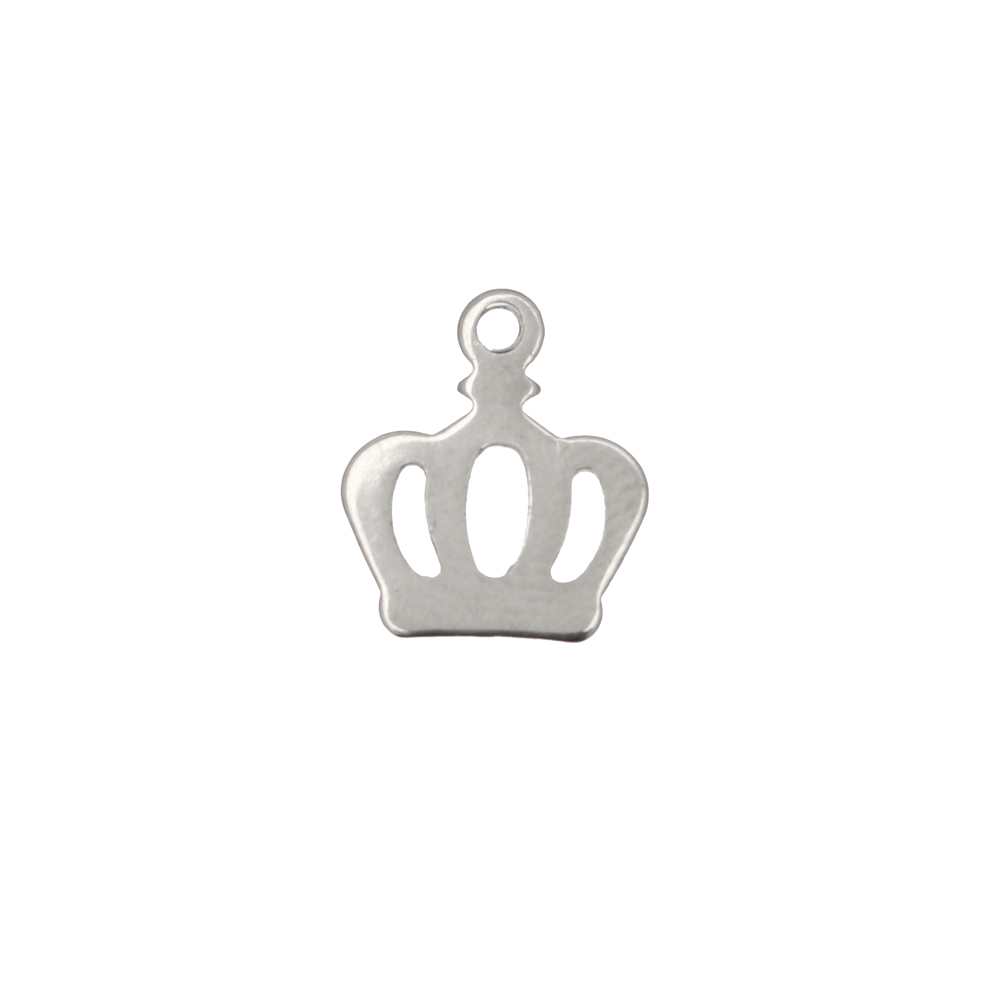 Ciondolo, in Acciaio, a forma di Corona, 11x13 mm.