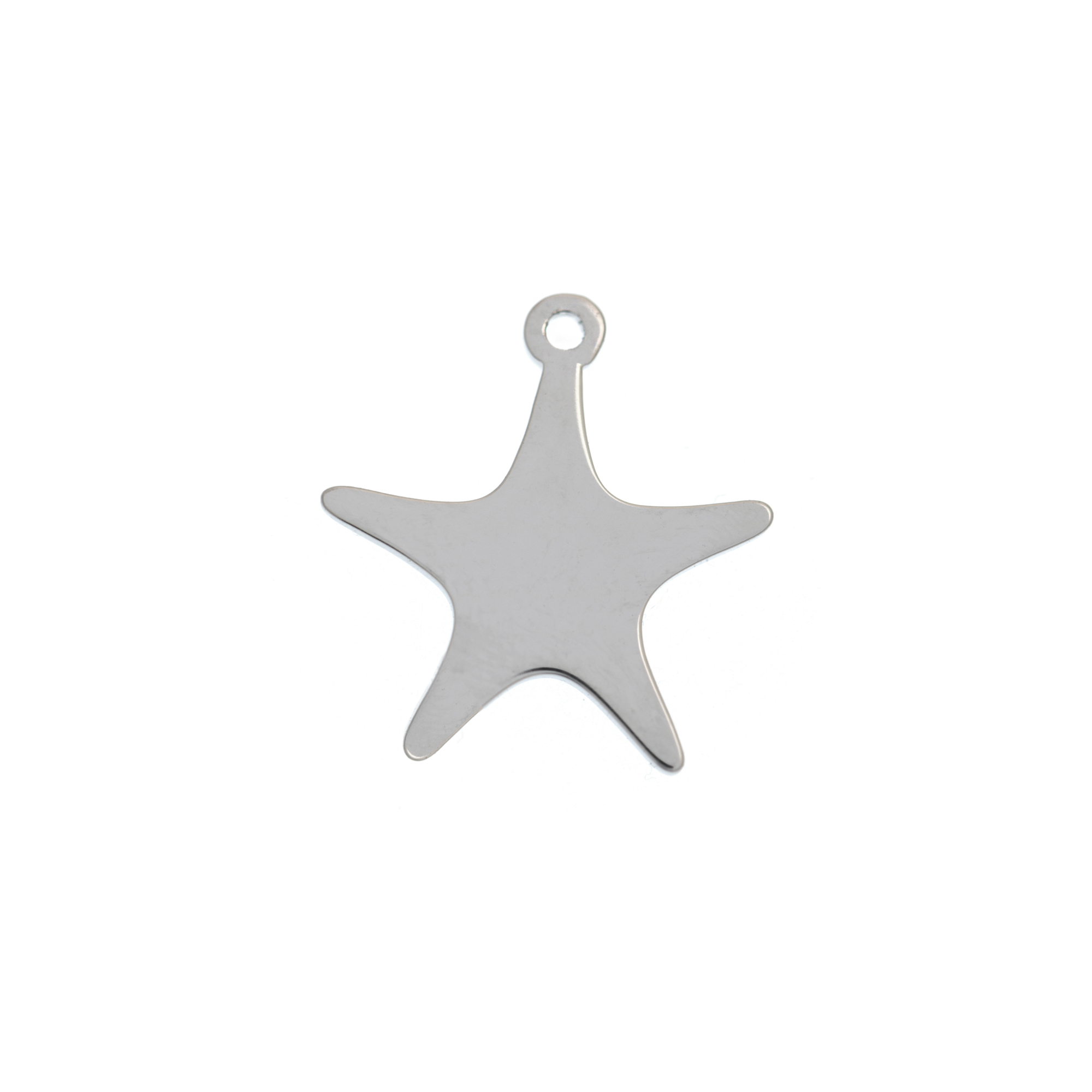 Ciondolo, in Acciaio, a forma di stella marina, liscio, 14x15 mm.