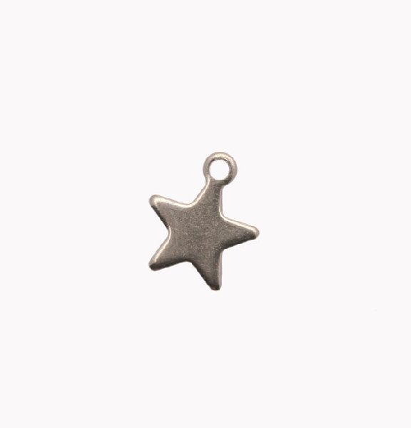 Ciondolo, in Acciaio, a forma di stella piatta, piena, 9x11 mm.