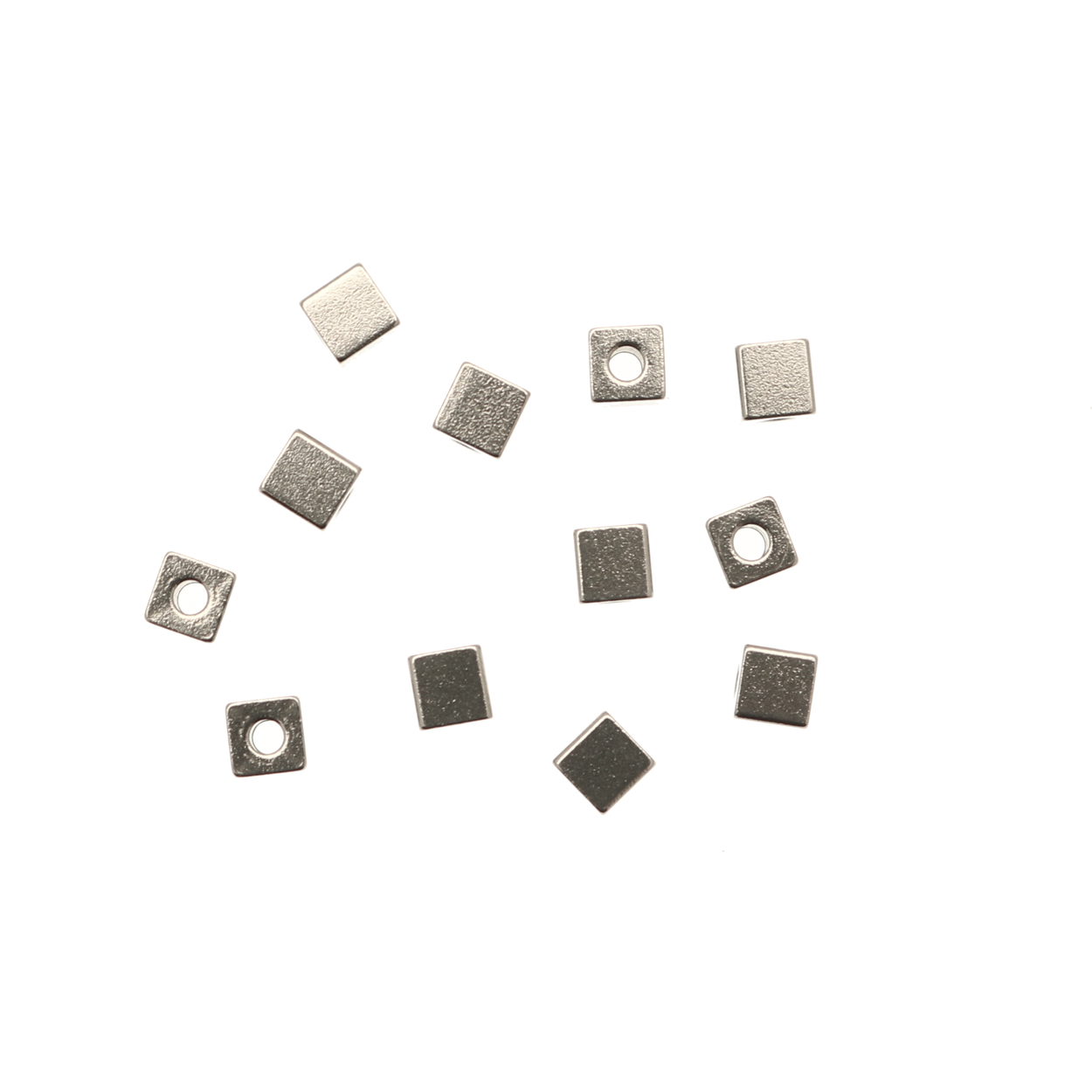Distanziatore a cubo liscio, 4x4 mm., in Acciaio