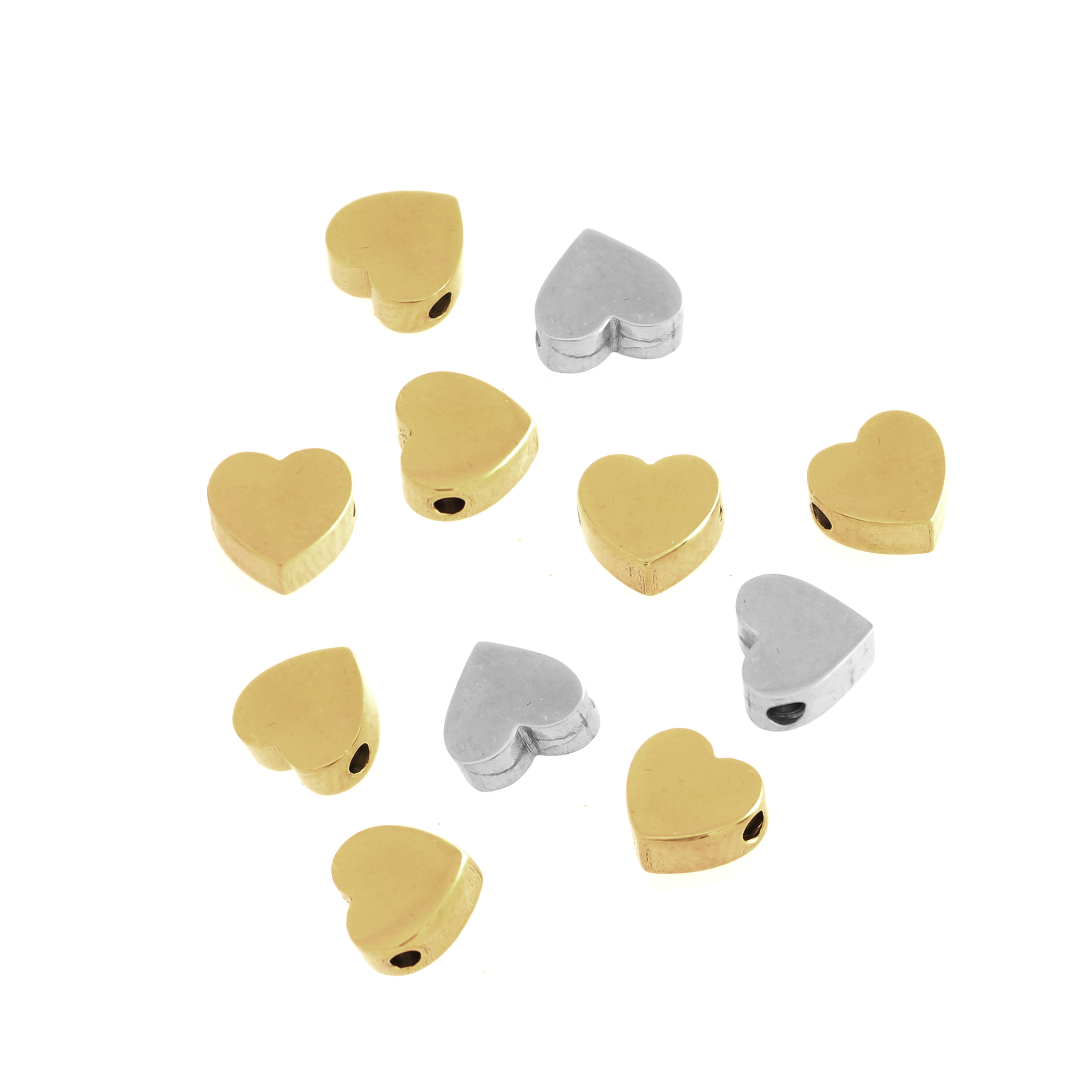 Distanziatore a forma di Cuore, liscio, dimensione 8x8 mm., in Acciaio 