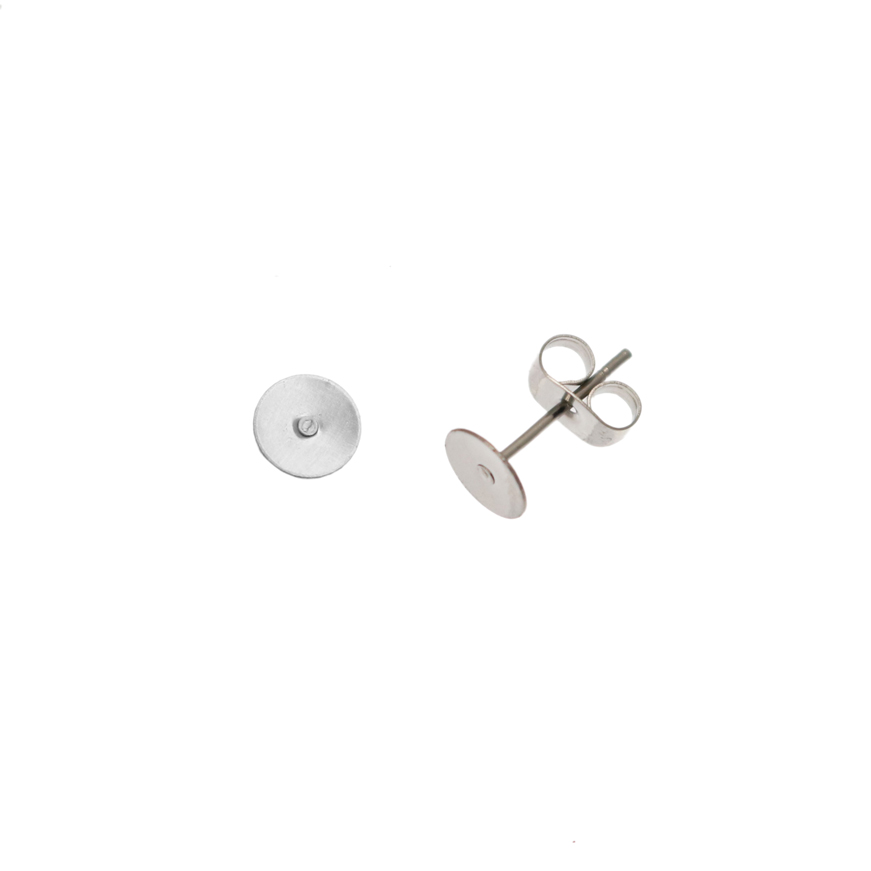 Perno tondo piatto da incollo, 6 mm., in Acciaio