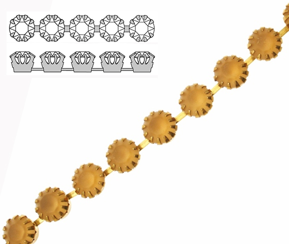Catena strass francese, con cristalli non Swarovski, colore strass LIGHT COLORADO TOPAZ SATINATO